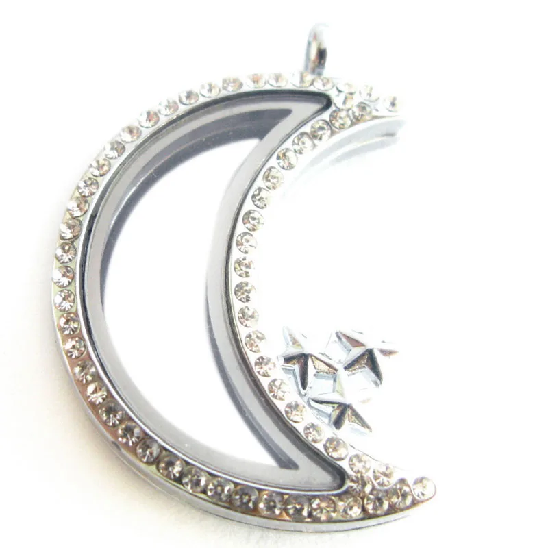 silver moon crystals 30 мм Магнитная стеклянная плавающая подвеска, медальон, ожерелье, память, фото, медальоны, 27 стилей, бесплатные цепочки, поставляются с - Окраска металла: silver moon crystals