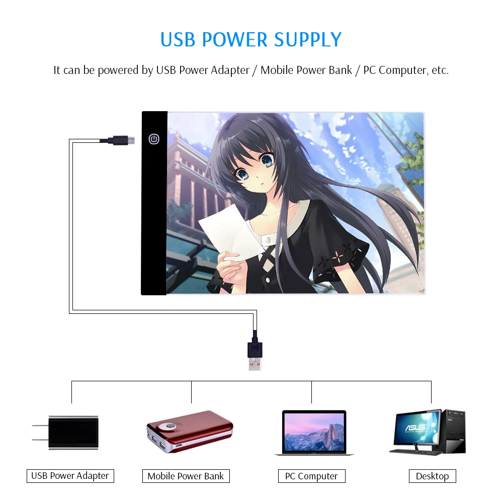 CHIPAL Three-Level Dimming Digital Tablet A4 LED Drawing Pad Light Box Tracing Copy Board Graphic Art Painting Table Panel | Компьютеры и
