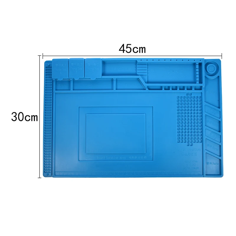 

S-160 45x30cm Heat Insulation Silicone Pad Desk Mat Maintenance Platform For BGA Soldering Repair Station With netic Section
