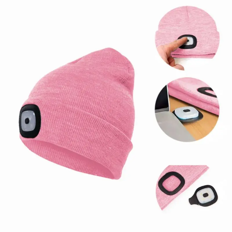 

Collapsible LED Night Fishing Beanie Hat with Light USB Rechargeable Light Up W8EE