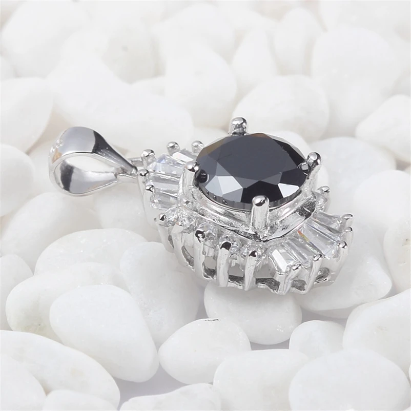 Eulonvan vintage 925 sterling silver christmas pendant for women Jewelry &amp Accessories dropshipping Black Cubic Zirconia S-3716 |