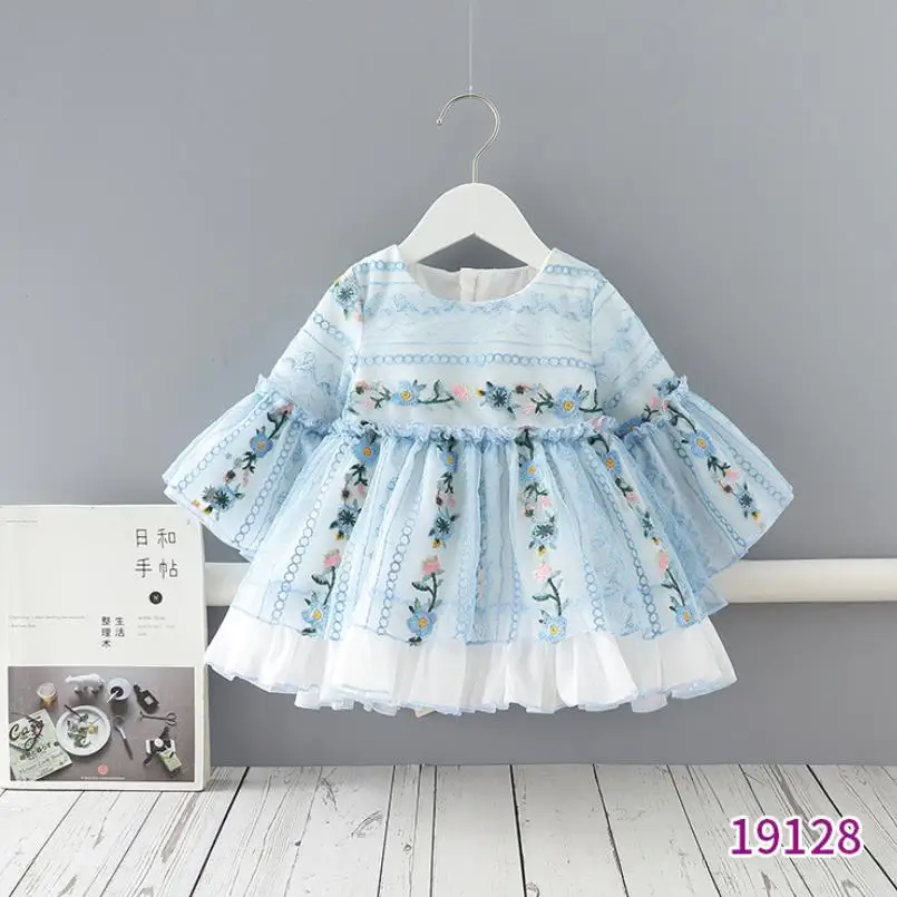 

Baby Clothing Spanish Lolita Vintage Embroidery Print Flare Sleeve Gown Birthday Party Easter Eid Princess Dress For Girls A39