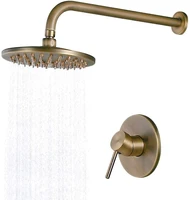 impeu 8 inch waterfall shower head set solid brass wall mounted concealed rain shower systemantique brass valve trims included