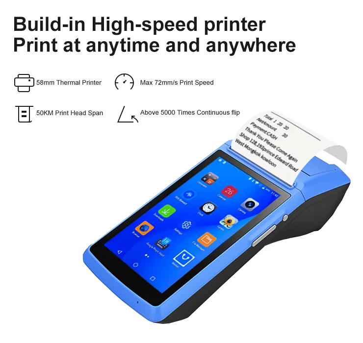Веха POS машина купюр термопринтер чековый сенсорный экран беспроводной wifi bluetooth usb портативный Android IOS 58 мм MHT-M1