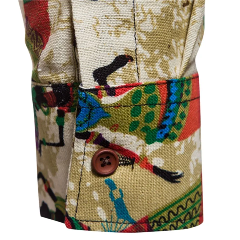 Bazin Riche African Mens Shirt Slim Fit Linen shirt Men Dashiki Hawaiian Print Shirts Clothing | Тематическая одежда и