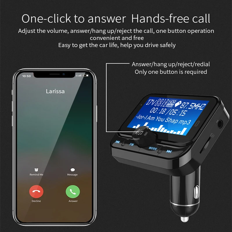 Fm-передатчик Bluetooth Автомобильный 1,8 дюймов ЖК-дисплей fm-модулятор с AUX Bluetooth MP3 музыкальный плеер радио передатчик двойной USB