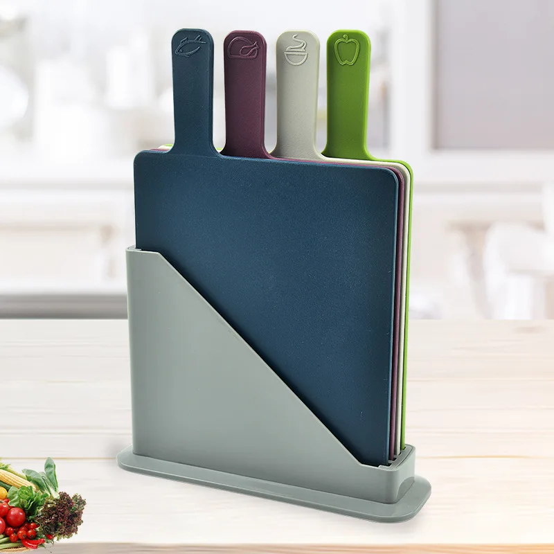 Rectangular Paddle Index Style Chopping Board Set With Food Preparation Indicators Multi-Colour Of 4 | Дом и сад