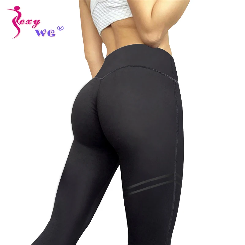 

SEXYWG Fitness Tight Sports Pant for Women Slimming Waist Trainer Body Shaper Stripe Running Leggings Control Panties Yoga Pants