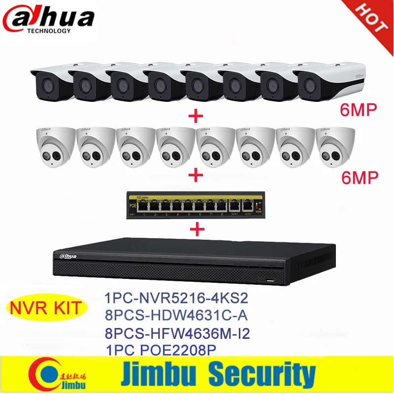 Сетевой видеорегистратор Dahua NVR Kit 1 шт. видео Регистраторы NVR5216 4KS2 & IP камеры рыбий