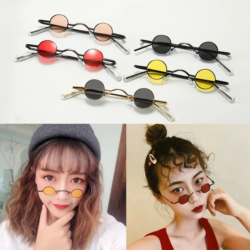 

Retro Mini Sunglasses Round Men Metal Frame Gold Black Red Small Round Framed Sun glasses Accessories Eye Care