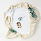 Футболка для девочек, летняя, с рисунком ежика, одуванчика, 2020