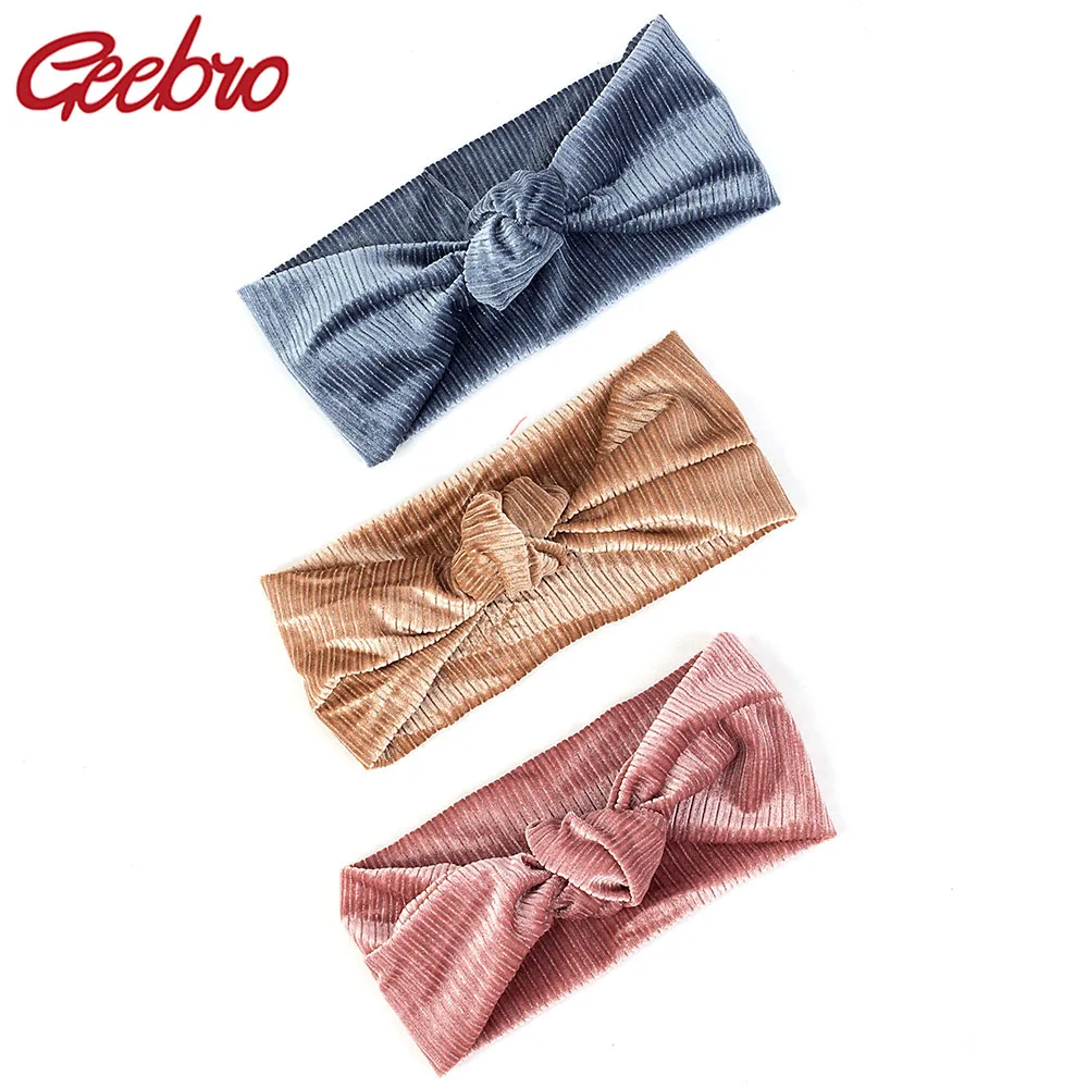 Geebro зимняя теплая повязка на голову с узлом мягкая эластичная Женские аксессуары