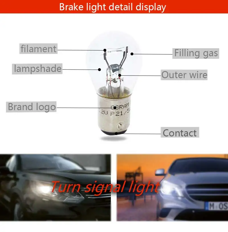 Лампа Ксеноновая OSRAM 12V первоначально 7506 P21W S25 21 Вт Стандартный металлические основания сигнала поворота светильник фонари заднего хода OEM авто лампы стоп сигнала,, 10 шт