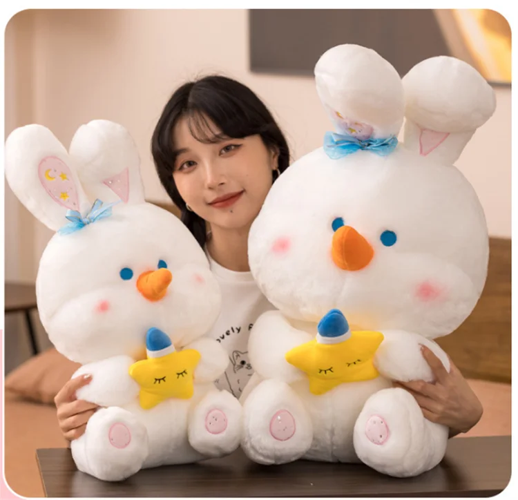 

New children girl fashion snowman rabbit plush toy small white rabbit doll pillow Children's Day gift