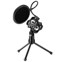 microphone stand mini desktop microphone tripod stand with shock mount mic holder filter ps 2