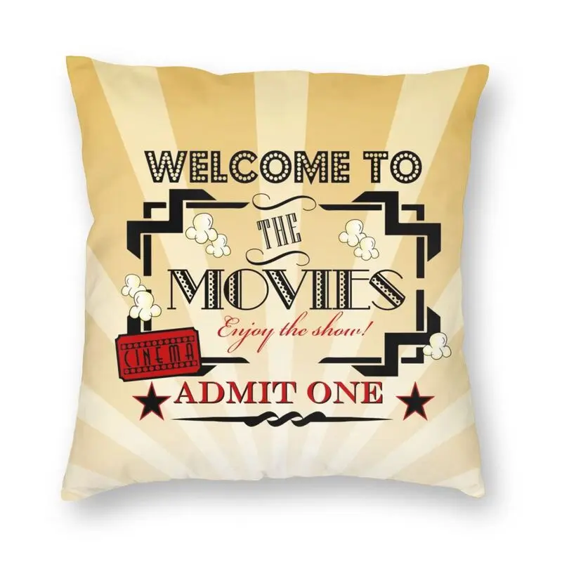 

Movie Theater Admit One Ticket Cinema Pillow Red Cushion Cover Camera Throw Pillow Case for Living Room Pillowcase Decoration