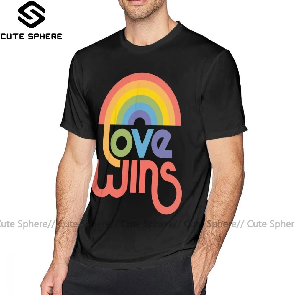 Гей Футболка Love Wins футболка с короткими рукавами Базовая хлопковая 5x милым