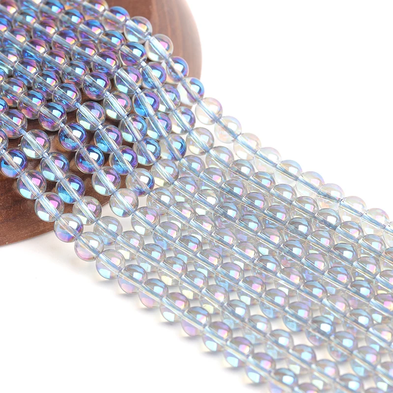 

6 8 10mm Austria Crystal Beads Synthesis White Glitter Moonstone Round Beads For DIY Jewelry Making Bracelet Accessories