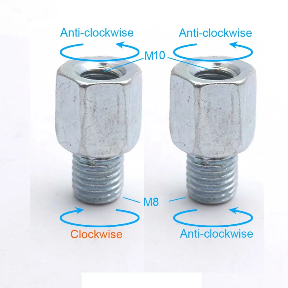 M10-M8 (L-L and L-R) 1 пара переходников для заднего зеркала скутера мотоцикла M10 10 мм M8 8 мм против часовой стрелки по часовой стрелке Левая Правая Рука резьба сменный винт - Цвет: M10-M8 (L-L and L-R)