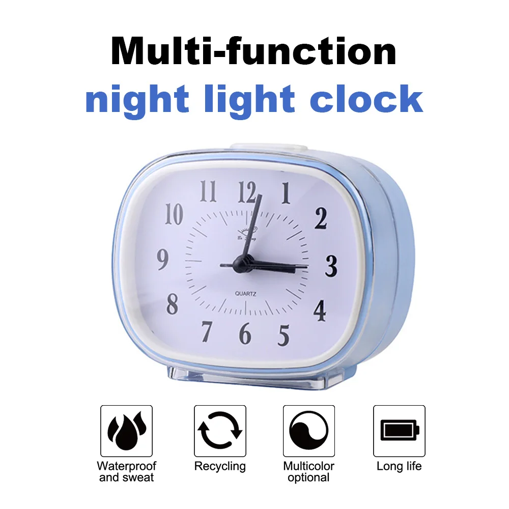 

Non Ticking Retro Alarm Clock Silent Pointer Metal Material Night Light For Student Children Home Decor Desktop Clock