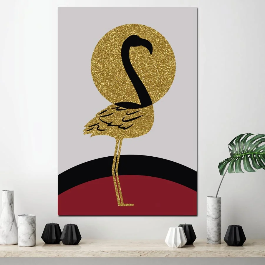 Wall Art Холст Для Живописи принт золотое солнце и черный во главе с модульная