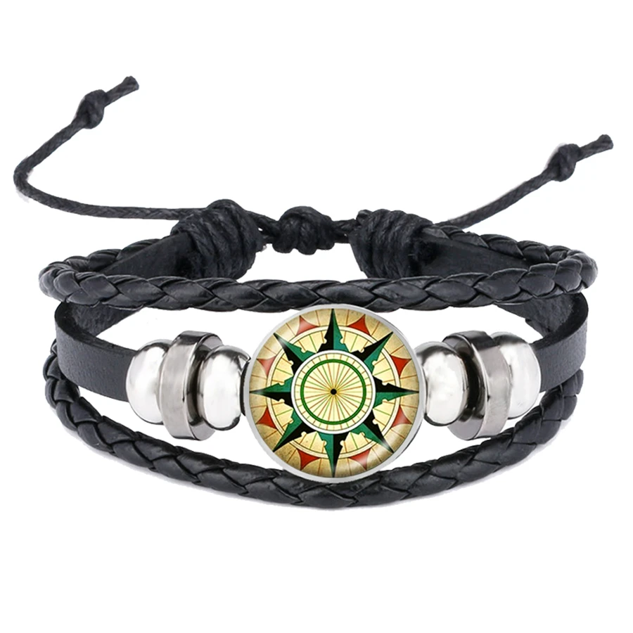 Стимпанк морские браслеты с компасом компас ветер Роза кожаный браслет со