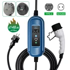 Портативное зарядное устройство для электромобилей типа 2, переключаемый кабель 816 А, штепсельная вилка Schuko, автомобильное зарядное устройство для электромобиля EVSE кВт