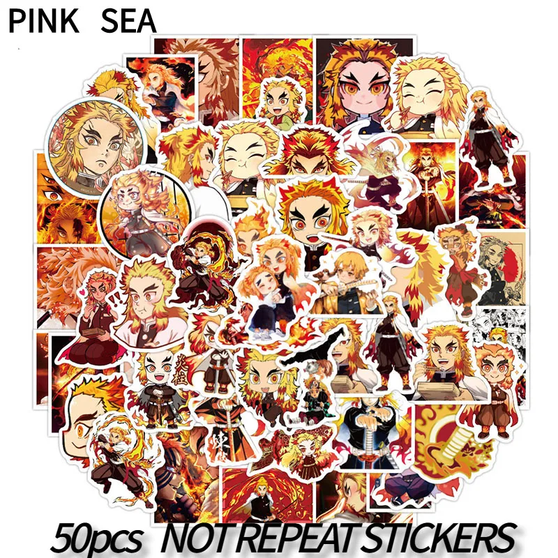 10/30/50Pcs/set Rengoku Kyoujurou Cartoon Anime Demon Slayer Stickers For Suitcases Case Luggage Helmet Kids Skateboard Laptop