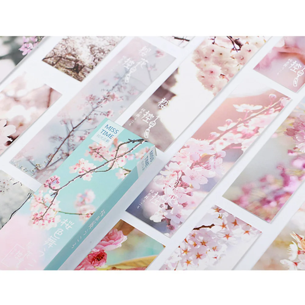 

2 Sets/60pcs Cherry Blossoms Paper Book Holder Multifunction Stationery for Children School Supplies Gifts