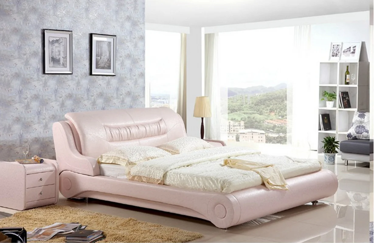 

High quality factory price royal large king size Genuine leather soft bed bedroom wedding furniture soft bed 4299