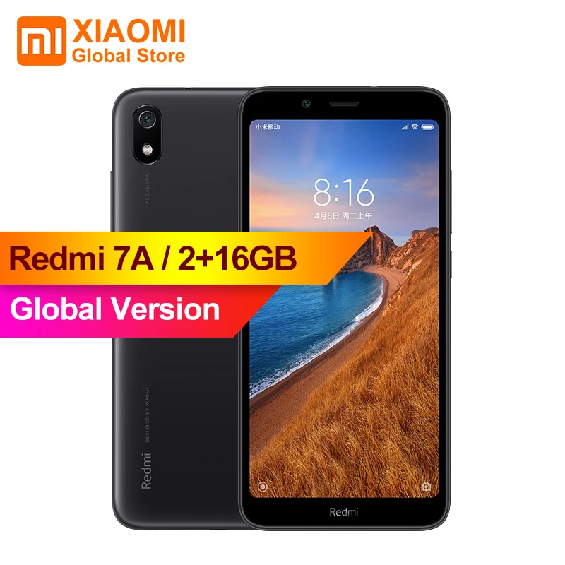 Глобальная версия смартфона Xiaomi Redmi 7A Red MI 7 A 2 ГБ + 16 Snapdargon 439 восемь ядер 4000 мАч AI