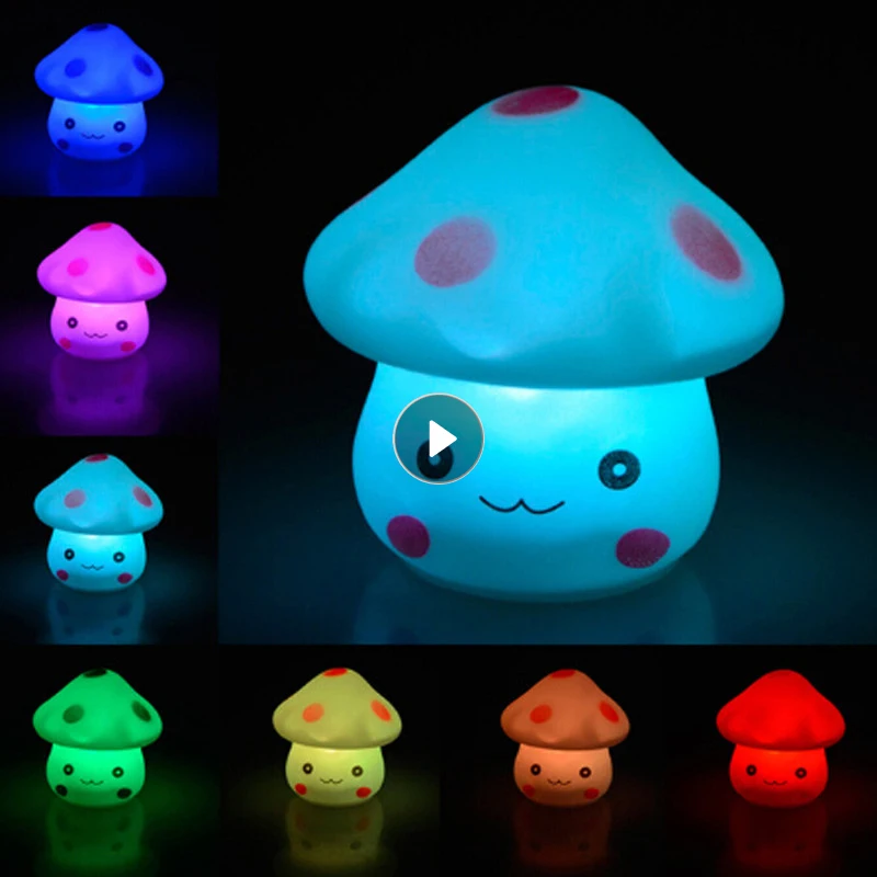 

1 Pc LED Mushroom Lamp Party Lights Mini Soft Baby Child Sleeping Nightlight Novelty Luminous Toy Gifts Cute Lamp Decoration