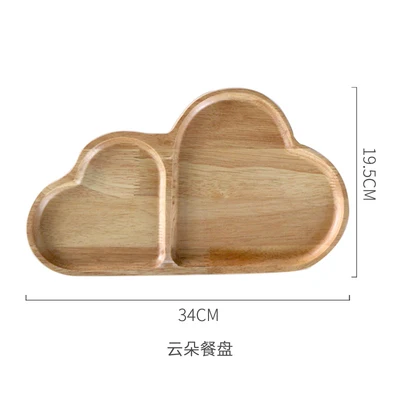 05 Japan Style Wooden plate love breakfast plate western bread plate star snack plate oak grid Tray - Цвет: 05