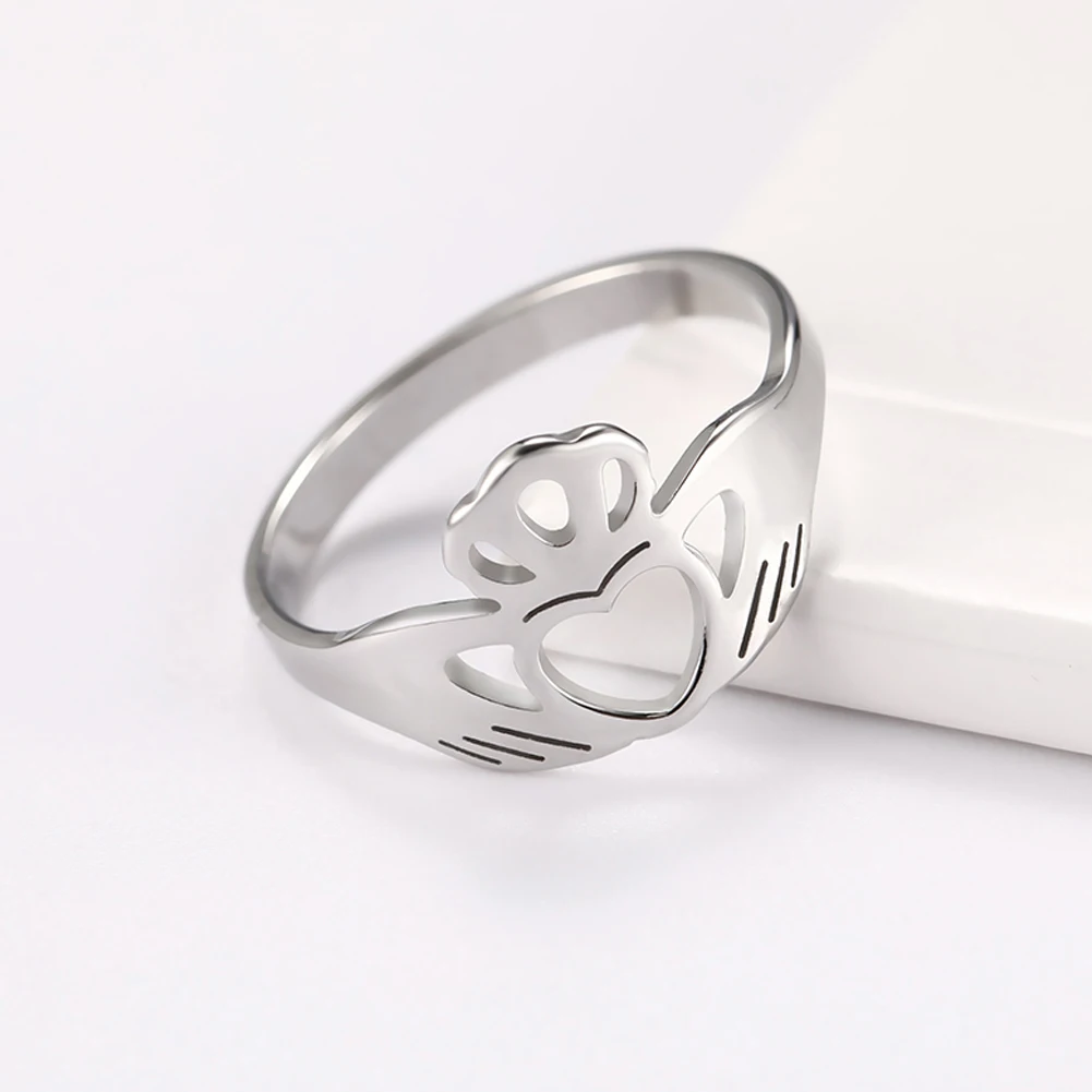 Парные кольца LIKGREAT из нержавеющей стали обручальные с отрезным сердцем цветком