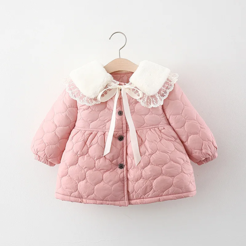 

Girls Baby's Kids Coat Jacket Outwear 2021 Lace Thicken Velvet Winter Autumn Cotton Fleece Sport Overcoat School Children's Clot