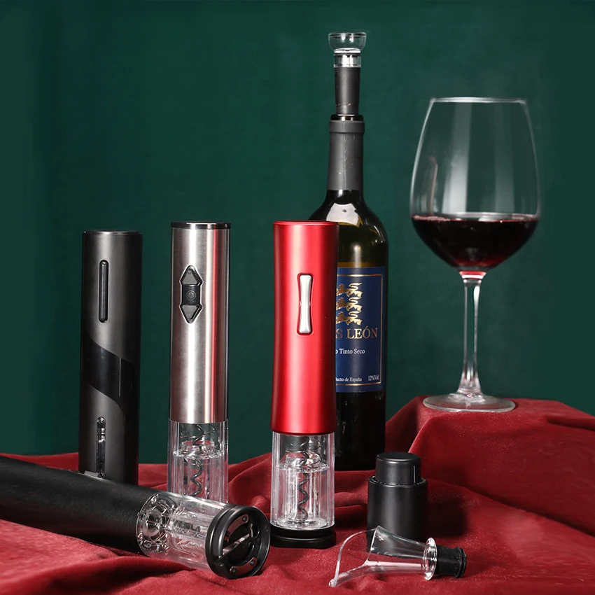 dry cell type electric wine bottle opener corkscrew foil cutter set automatic bottle opener for wine kitchen gadgets can opener free global shipping