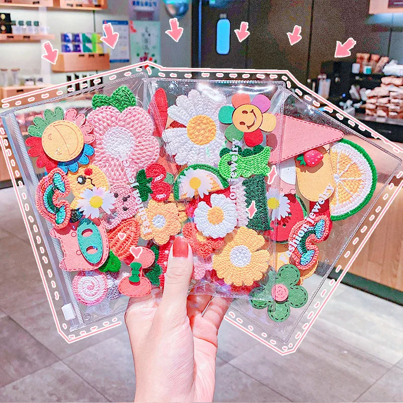 

9pcs/set Cute woolen thread stickers children cartoon hair accessories