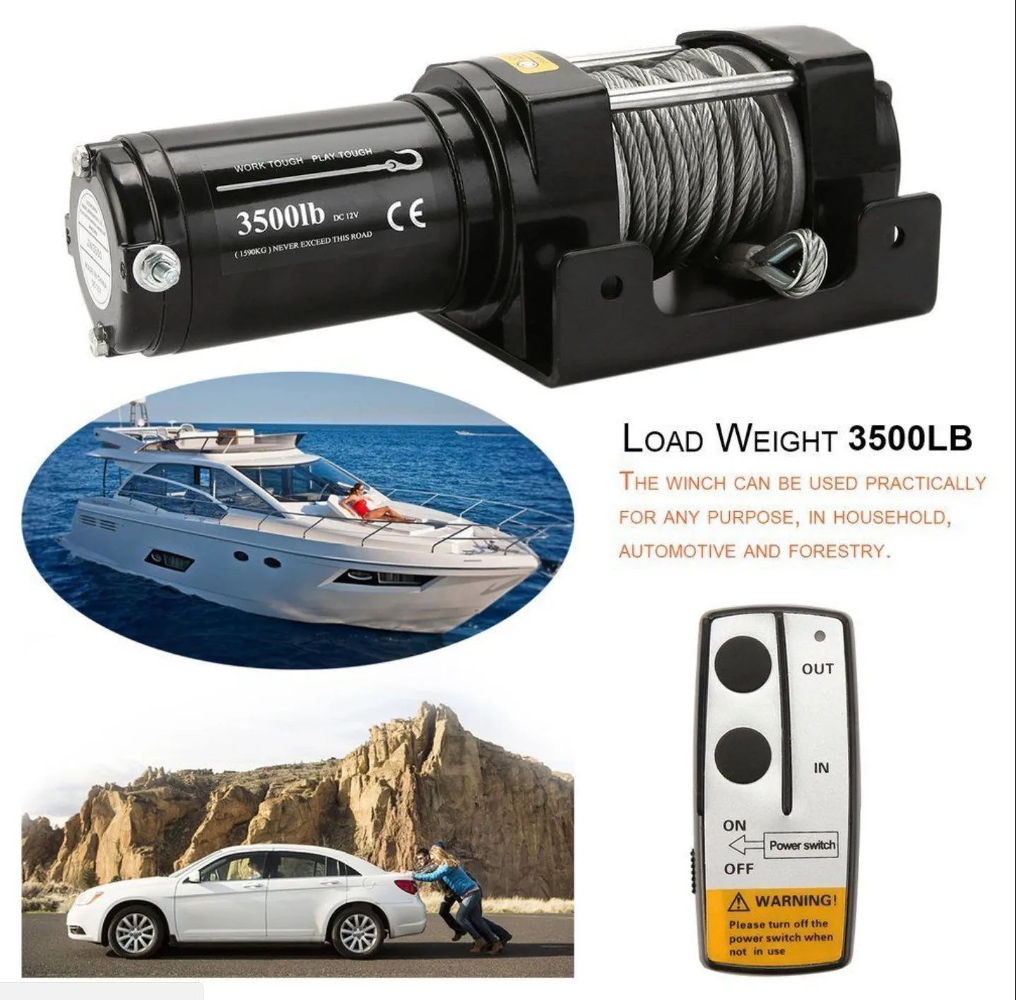 Электрическая лебедка UTV/ATV 3500 фунтов 1588 кг