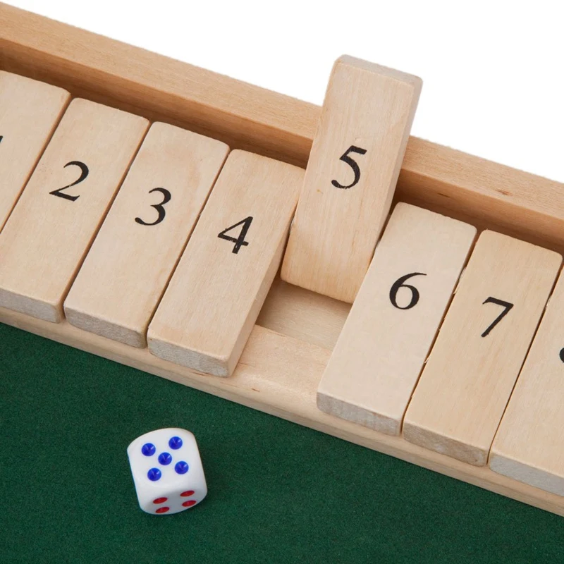 

Wooden Shut the Box 12 Dice Game Board ,Wooden Board Game with Dice for the Classroom, Home or Pub