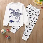 Комплект одежды для маленьких мальчиков, Модный комплект одежды для маленьких мальчиков, футболка с рисунком динозавра топы, штаны, пижамы, комплект одежды для сна