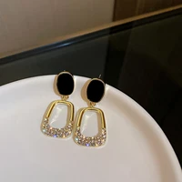 fashion earrings with geometric diamond pendant earrings modern women jewelry