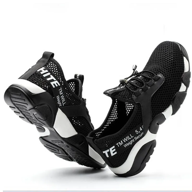 Летняя мужская уличная сетчатая дышащая защитная обувь со стальным носком