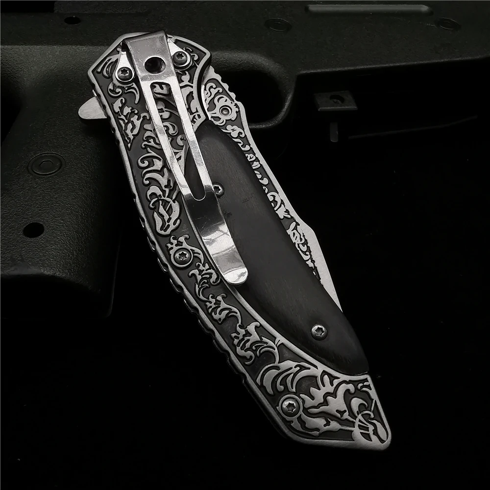 Складной нож карманный клинок 58HRC с деревянной рукояткой острый и прочный длина 21