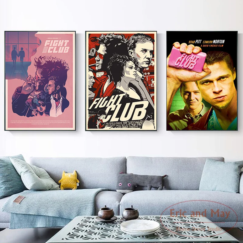 

Fight Club Classic Movie Poster And Print Canvas Paintings Picture On The Wall Hot Retro Style Room Decoration Aesthetic Plakat