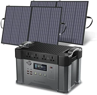 allpowers portable powerstation 1500wh 2000w 3300w peak value solar generator with 2x18v 100w foldable solar panel for camping