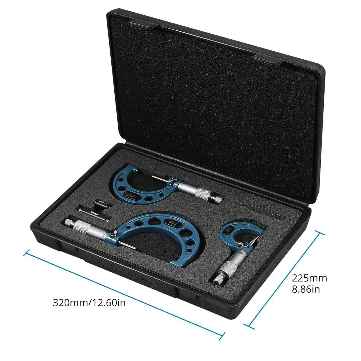 

3Pcs Outside Micrometer Set Machinist Tool 0-3" 0-75mm Precision 0.01mm Accuracy Carbide Micrometer Set