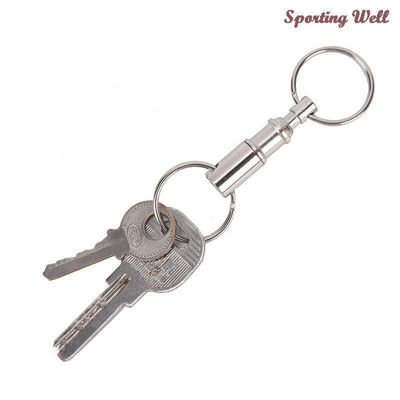 

2Pcs/set Outdoor Dual Detachable Pull Apart Quick Release Keychain Keyfob Split Snap Lock Holder Steel Removable Key Chain