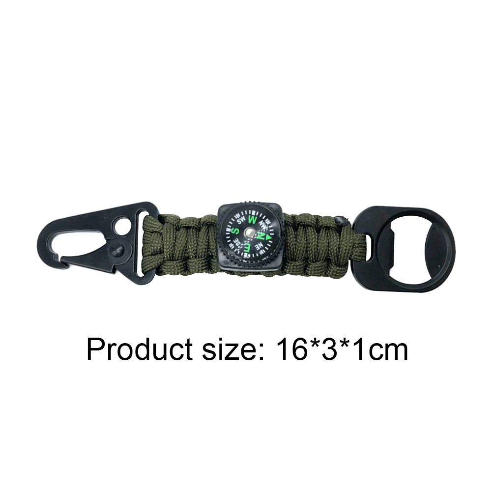 

Outdoor Keychain Rin Paracord Cord Outdoor Military Paracord Camping Carabiner Survival Emergency Bottle Opener with Compass