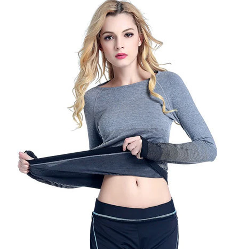 Женская футболка с круглым вырезом длинным рукавом и эффектом пуш-ап | одежда