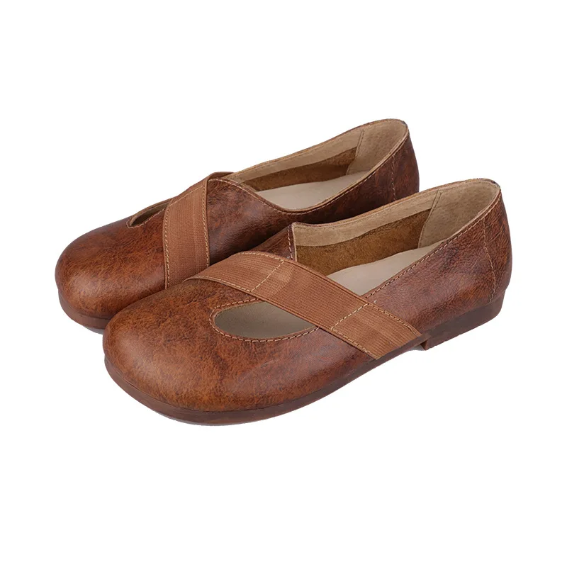 

Туфли-лодочки женские кожаные ручной работы, в стиле мори, весна 526-6